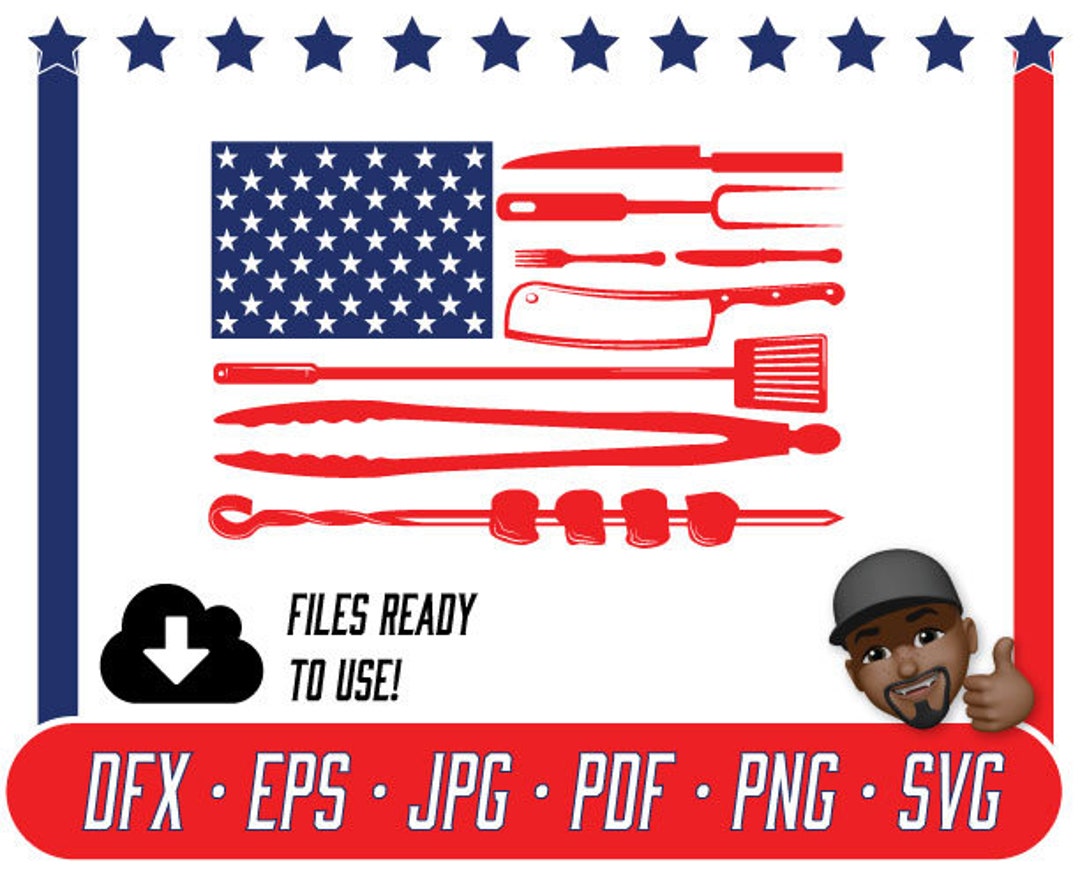 BBQ Flag SVG Grill Flag USA Barbeque Flag Grilling Patriotic Instant