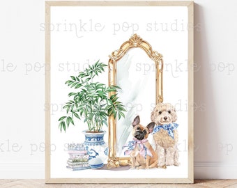 Watercolor Dog Portrait | Watercolor Design | Grandmillennial Print | Digital Download | Dog Print | Printable | Instant Download