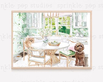 Watercolor Dog Portrait | Watercolor Design | Grandmillennial Print | Digital Download | Dog Print | Printable | Instant Download