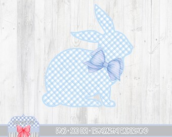 Blue Gingham Bunny | Preppy Clip Art | Sublimation Design | Instant Download | PNG