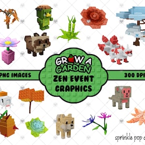 Grow a Garden Zen Event Graphics Bundle | 36 PNG Images | 300 DPI Instant Download | DIY party decor