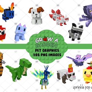 Grow a Garden Roblox Graphics Bundle | 108 PNG Images | 300 DPI Instant Download | DIY party decor