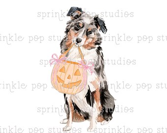 Watercolor Brown Cockapoo With Blue Pumpkin Pail | Watercolor Design ...