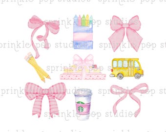 Watercolor Teacher  Coquette | Watercolor Design | Preppy Design | Sublimation Design | Grandmillennial Clipart PNG