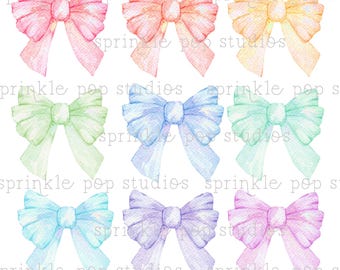 Aquarell Kokette Bögen | NEUN Bunte Bögen | Aquarell Design | Preppy Design | Sublimationsdesign | Grandmillennial Clipart PNG