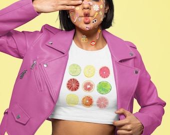 Y2K Fruit Graphic Baby Tee: Vintage Style Crop Top