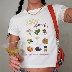 Y2K Sunday Brunch Baby Tee: Retro Food Graphic Top