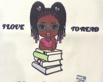 Kids Bedazzled LIBRARY Canvas Tote Bags