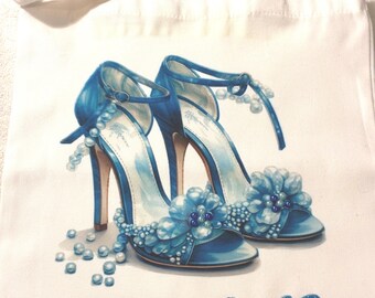 Bedazzled Canvas Tote Shoe Bag