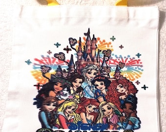 Kids Bedazzled Disney PRINCESS Canvas Tote Bags