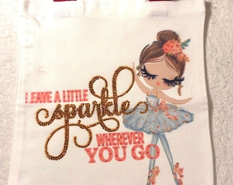 Kids Bedazzled BALLET Canvas Tote Bags