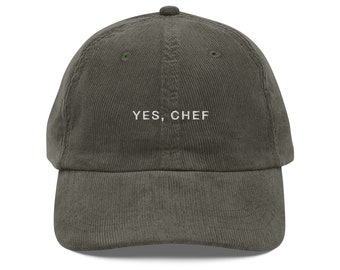 Oui, chef | Chapeau en velours côtelé vintage brodé