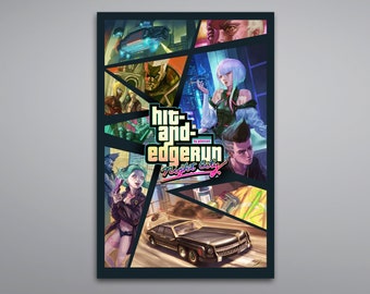 Hit-and-Edgerun Art Print (GTA and Edgerunners Crossover)