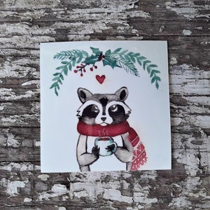 STICKERS Winter Raccoon Predator and Alien 2x2 vinyl stickers