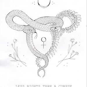 Less Rights Than A Corpse Skeleton Snake Uterus Feminist 8.5x11 Art Print Activism