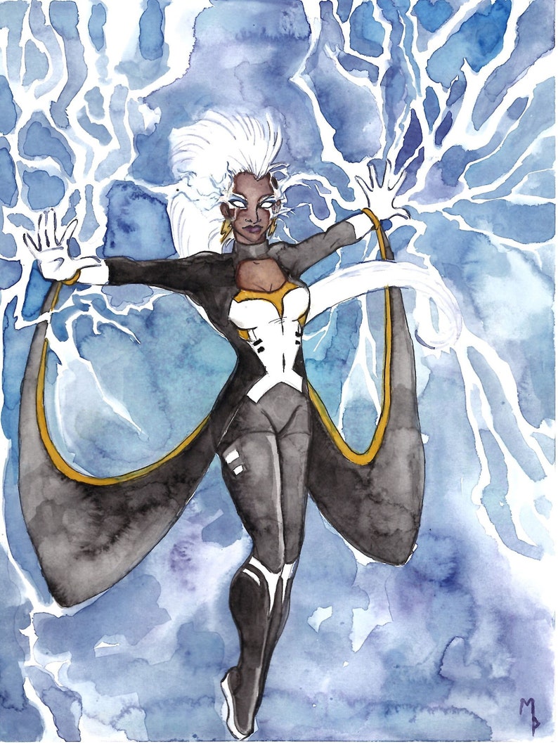 Storm 8.5x11 Print X-Men Marvel Ororo Munroe AND ORIGINAL PAINTING image 1