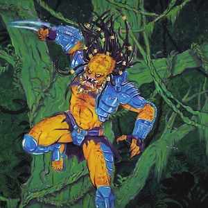 ORIGINAL PAINTING Predator Yautja 11.5 x 15&quot;