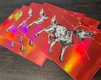 Negro Matapacos of Chile Riot Dog Angelic Halo Holographic 4 x 3 sticker