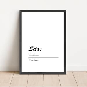 Silas | Namensbedeutung Druck | Kinderzimmer | Neues Baby | Namensdefinition | A4 | Digitaler Download