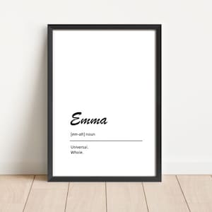 Emma | Name Bedeutung Print | Kinderzimmer Druck | Neues Baby | Namens definition | Digitaler Download