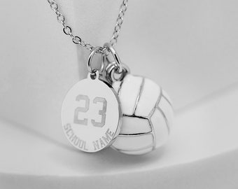 Volleyball Necklace Personalized | Name Number School Team Engraved