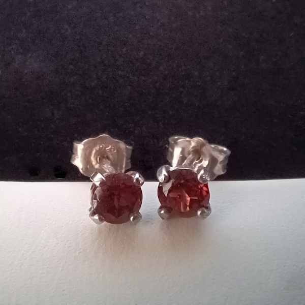 Indian Garnet Earrings in Sterling Silver