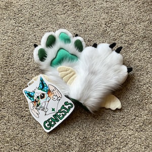 White Angelic Fursuit Paws With Badge | HQ | Character Rights Included