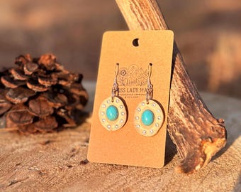 Handmade Antler Rhinestone and Turquoise Bead Earrings – North Idaho Shed Antlers