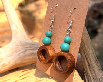 Handmade Antler & Turquoise Bead Earrings – North Idaho Shed Antlers