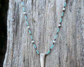Antler tip beaded necklace