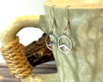 Sterling Silver Mountain Earrings – Minimalist Outdoor Jewelry – Gift for Hikers