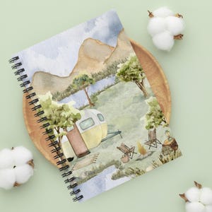 Camping Notebook, Travel Journal, Watercolor RV Camping Journal, Camper Notebook, Camping Gift