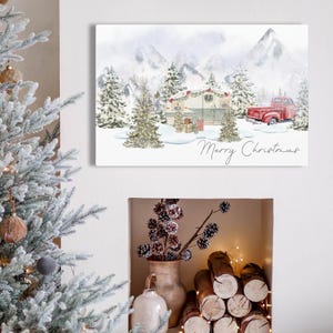 Christmas Wall Art, Holiday Camping Canvas, Camping Wall Decor, Camping Gift for Mom, Camper Christmas Decor