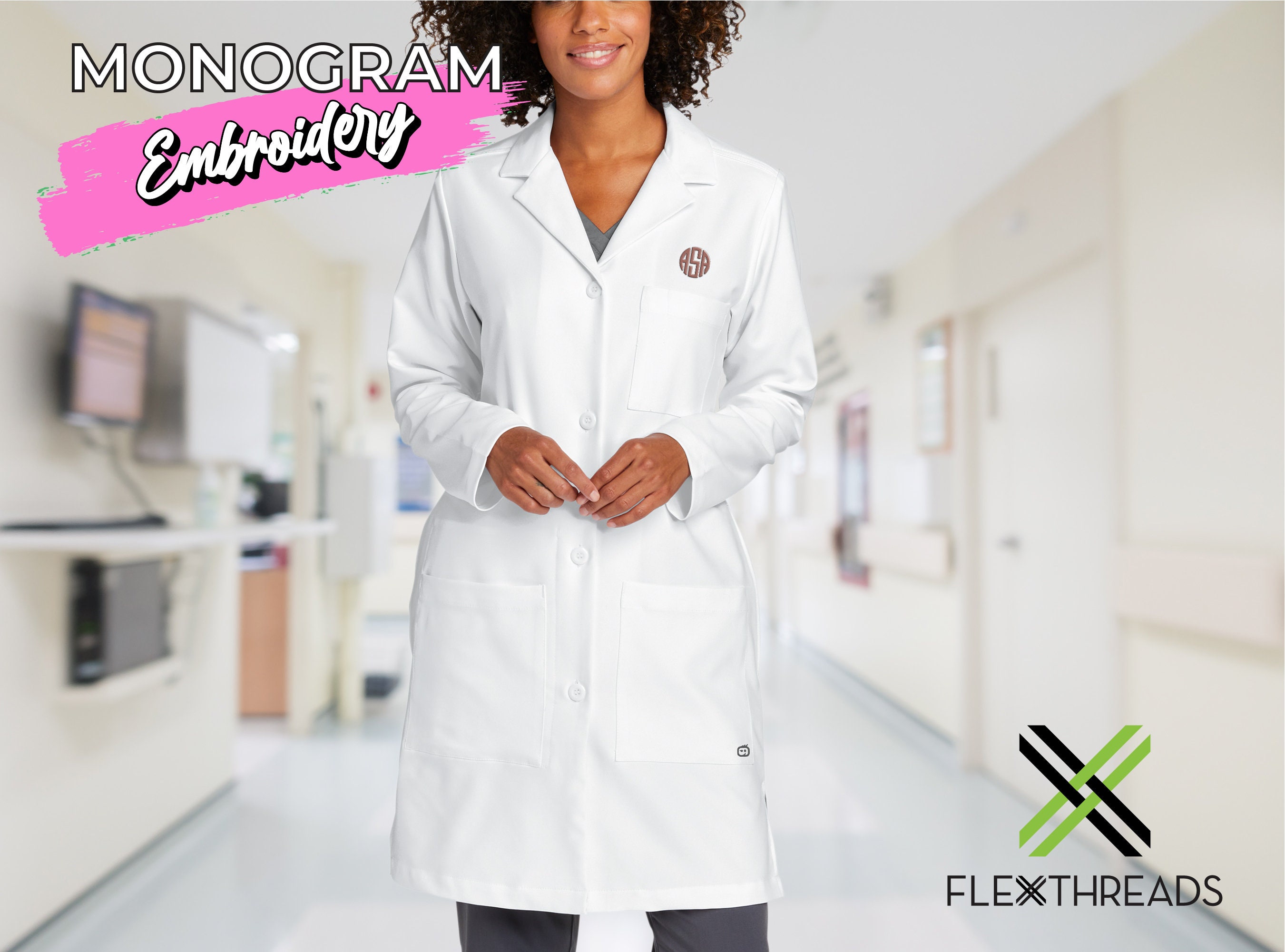 Custom Embroidered Lab Coat, Personalize Embroidered Lab Coat for Women
