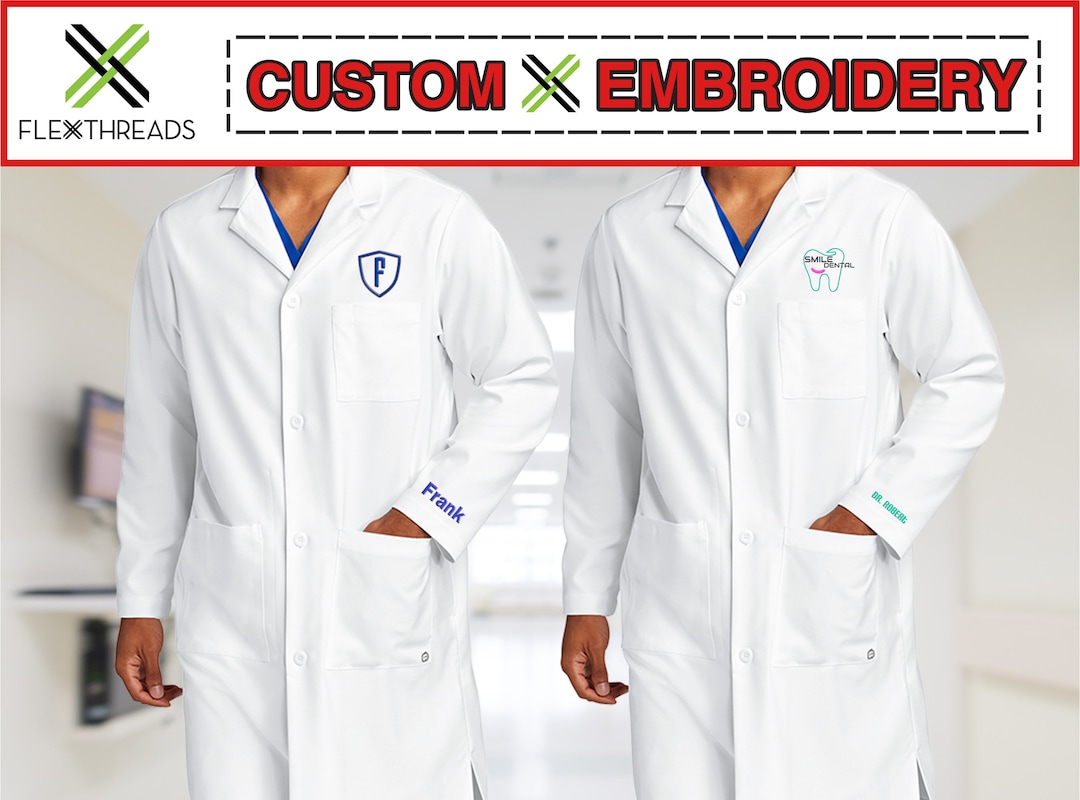 Custom Embroidered Lab Coat, Personalize Embroidered Apron for Men