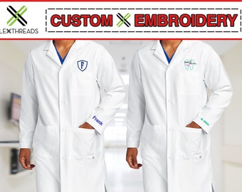 Custom Embroidered Lab Coat, Personalize Embroidered Apron for Men, Custom Embroidery Text Apron, Custom Monogrammed Lab Coat (WW5172)