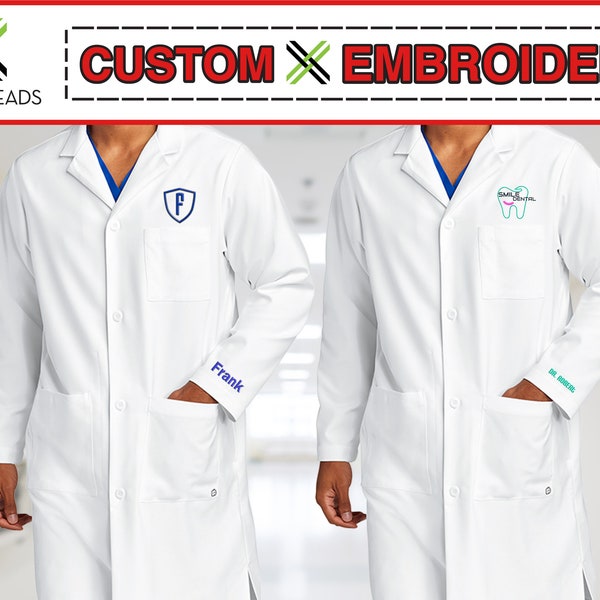 Custom Embroidered Lab Coat, Personalize Embroidered Apron for Men, Custom Embroidery Text Apron, Custom Monogrammed Lab Coat (WW5172)