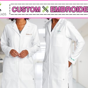 Custom Embroidered Lab Coat, Personalize Embroidered Lab Coat for Women, Custom Embroidery Text Lab Coat, Custom Monogrammed Lab Coat WW4172