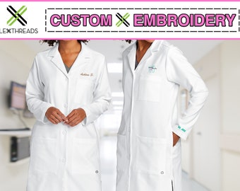 Custom Embroidered Lab Coat, Personalize Embroidered Lab Coat for Women, Custom Embroidery Text Lab Coat, Custom Monogrammed Lab Coat WW4172