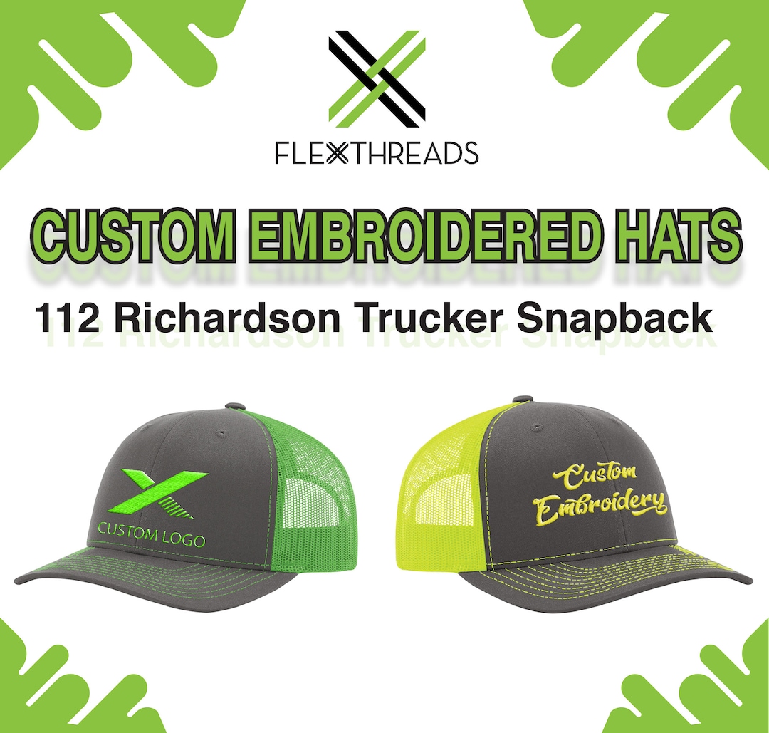 Custom Logo Embroidered Hats, Richardson 112 Hats, Design Your Own Hats