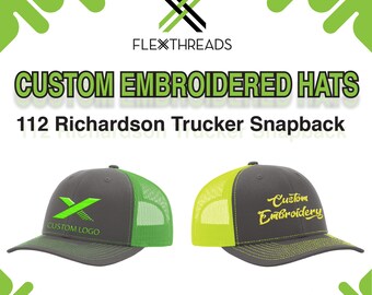 Custom Logo Embroidered Hats, Richardson 112 Hats, Design your own Hats, Custom Trucker Hats, Personalized Hats