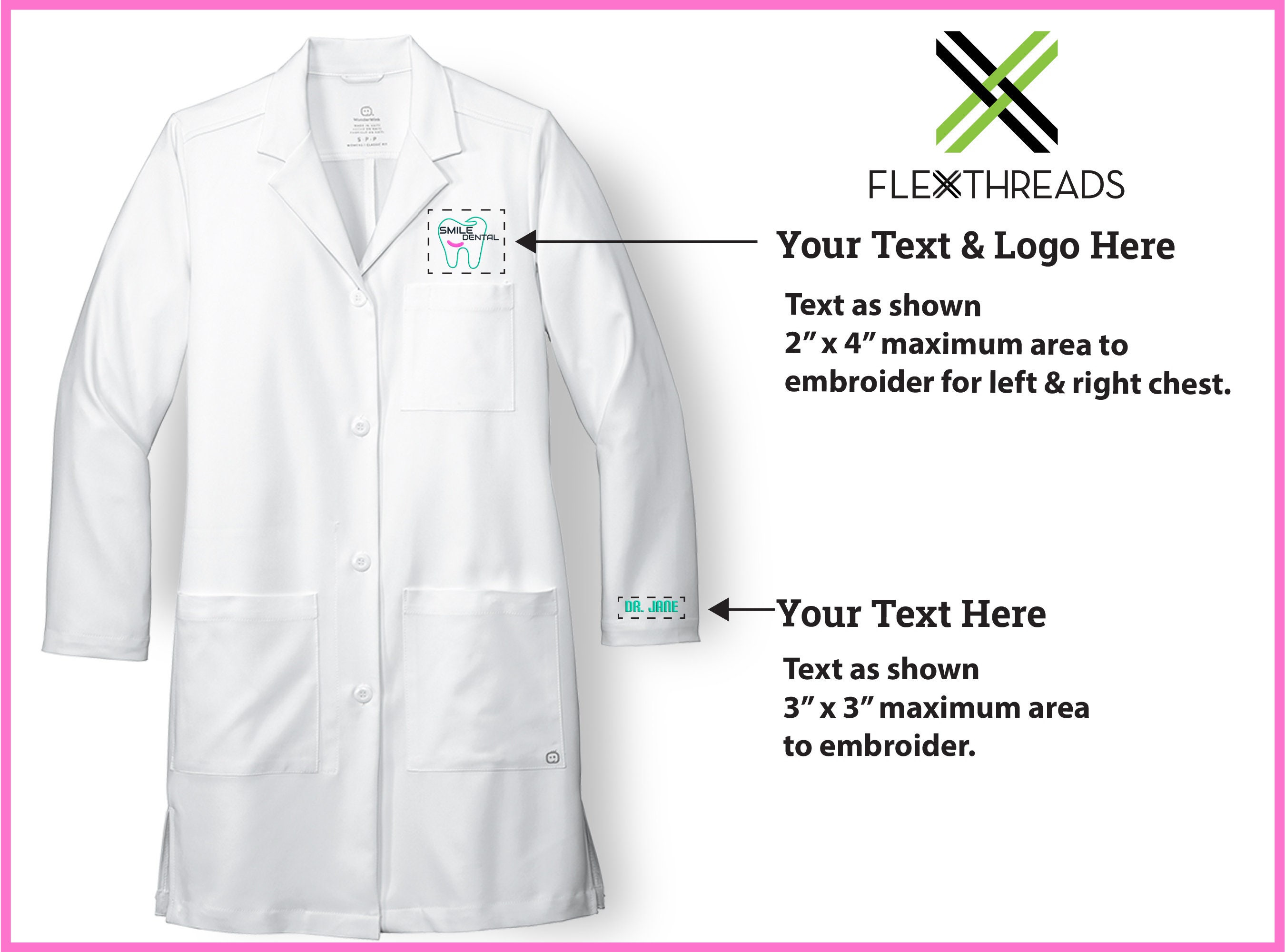 Custom Embroidered Lab Coat, Personalize Embroidered Lab Coat for Women