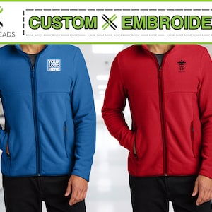 Embroidered Medical Microfleece Jacket, Personalized Logo Full Zip Jacket, Custom Text Fleece Jacket, Custom Stitching Fleece Jacket F110