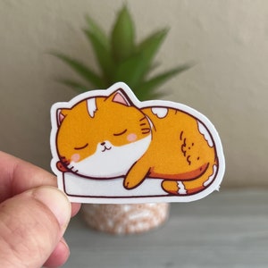 Sleeping kitty sticker, Sticker for cat lovers, sticker for pet lovers, gift for cat owners, gift for cat lovers, adorable cat sticker