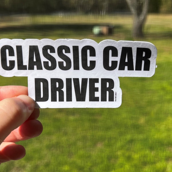 Classic Car Driver Vinyl Sticker: Decal