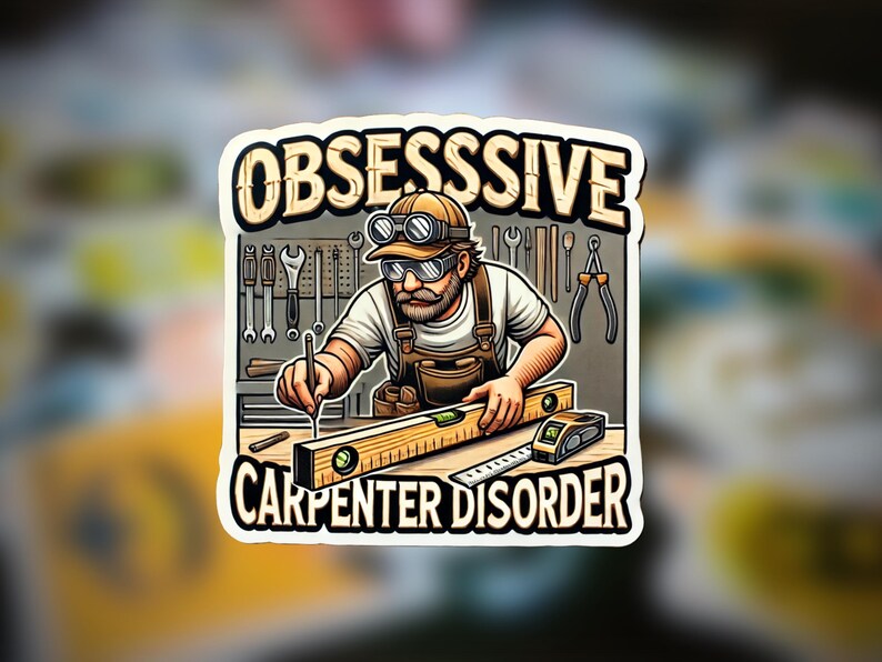 Obsessive Carpenter Disorder Sticker, Funny Guy Sticker, Funny ...