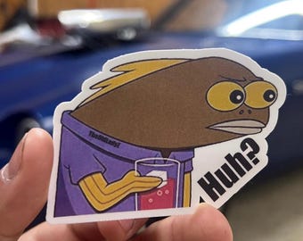 Huh? SpongeBob sticker; Funny sticker, Funny water bottle/laptop/phone case sticker, construction/skilled trades/for him sticker