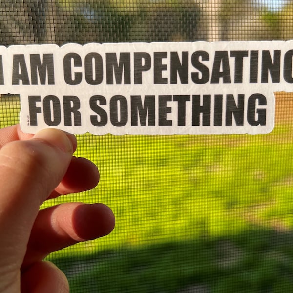 I am Compensating for Something vinyl sticker, gift for car guys, laptop sticker, water bottle sticker, funny sticker for men, funny car guy