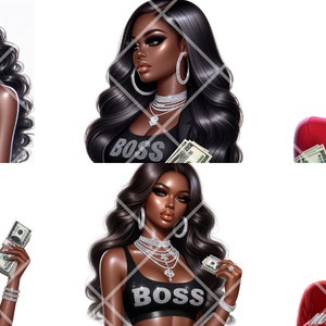 30 Black Girl With Money Clipart Bundle | Hustler Girls PNG | Urban Girl With Money Art | Black Woman Clipart Sublimation | Black Girl Boss