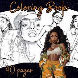 45 Black Women Coloring Pages | Black Women Coloring Book | 45 Page Adult & Teen Coloring Book Digital | Printable | Instant Download